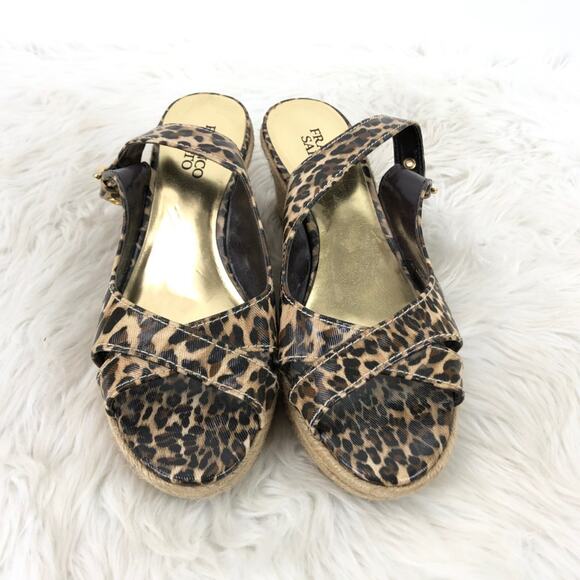 Franco Sarto 7.5 M Womens Cheetah Print Comedy Slingback Espadrille Wedges - Picture 5 of 8